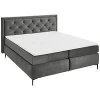 BOXSPRINGBETT 160/200 cm,  in Grau, Topper, Matratzen, H3 + H3 = fest  - Schwarz/Grau, KONVENTIONELL, Textil/Metall (160/200cm) - Boxxx