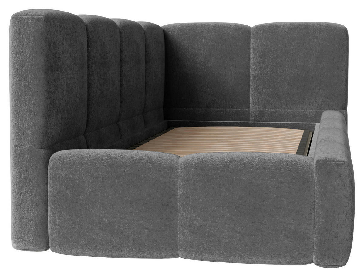 POLSTERBETT 90/200 cm,  in Anthrazit, Lattenrost, Bettkasten,  - Anthrazit/Schwarz, Design, Holz/Textil (90/200cm) - Chameo