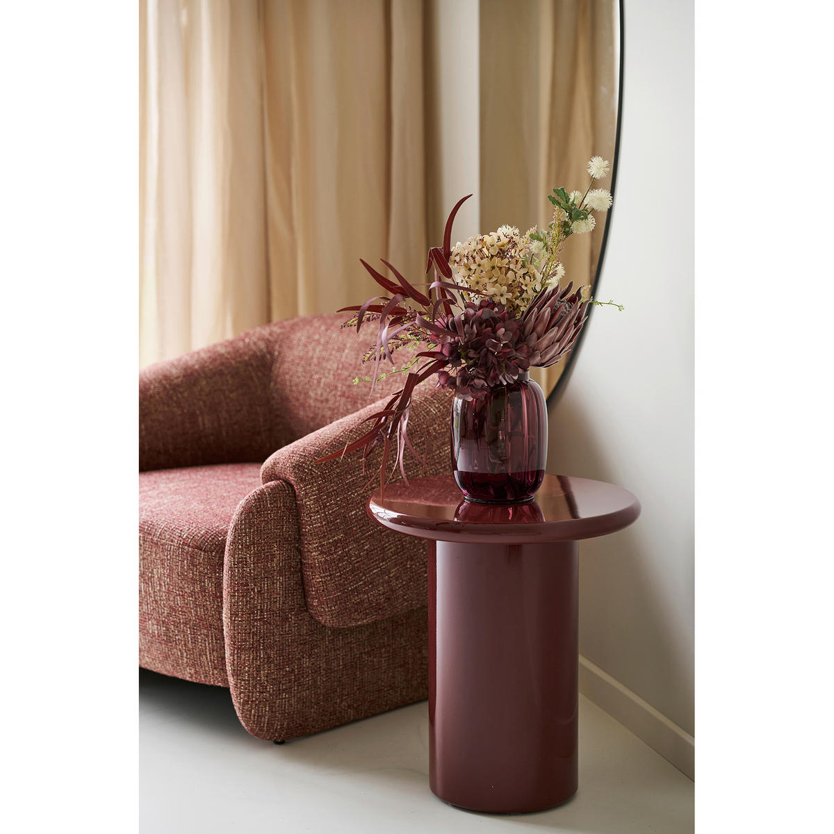 BEISTELLTISCH 45/45/50 cm Otago Bordeaux rund  - Bordeaux, Design, Holzwerkstoff (45/45/50cm) - MID.YOU