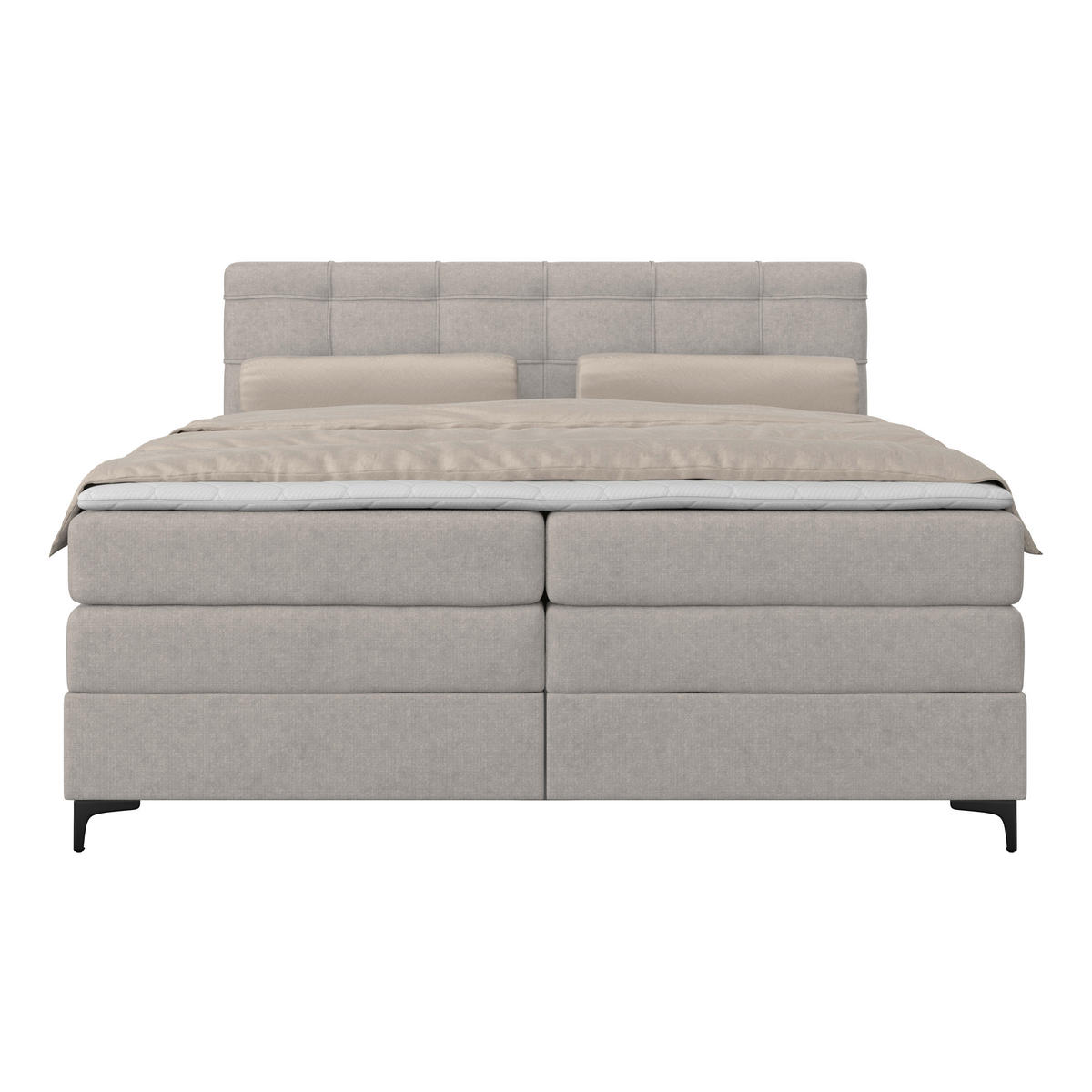 BOXSPRINGBETT 200/200 cm,  in Lavagrau, H3 = fest  - Lavagrau/Schwarz, KONVENTIONELL, Kunststoff/Textil (200/200cm)