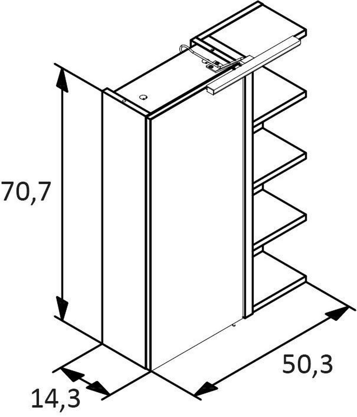 SPIEGELSCHRANK 51,3/75/16 cm  - Eichefarben, MODERN, Glas/Holzwerkstoff (51,3/75/16cm) - MID.YOU