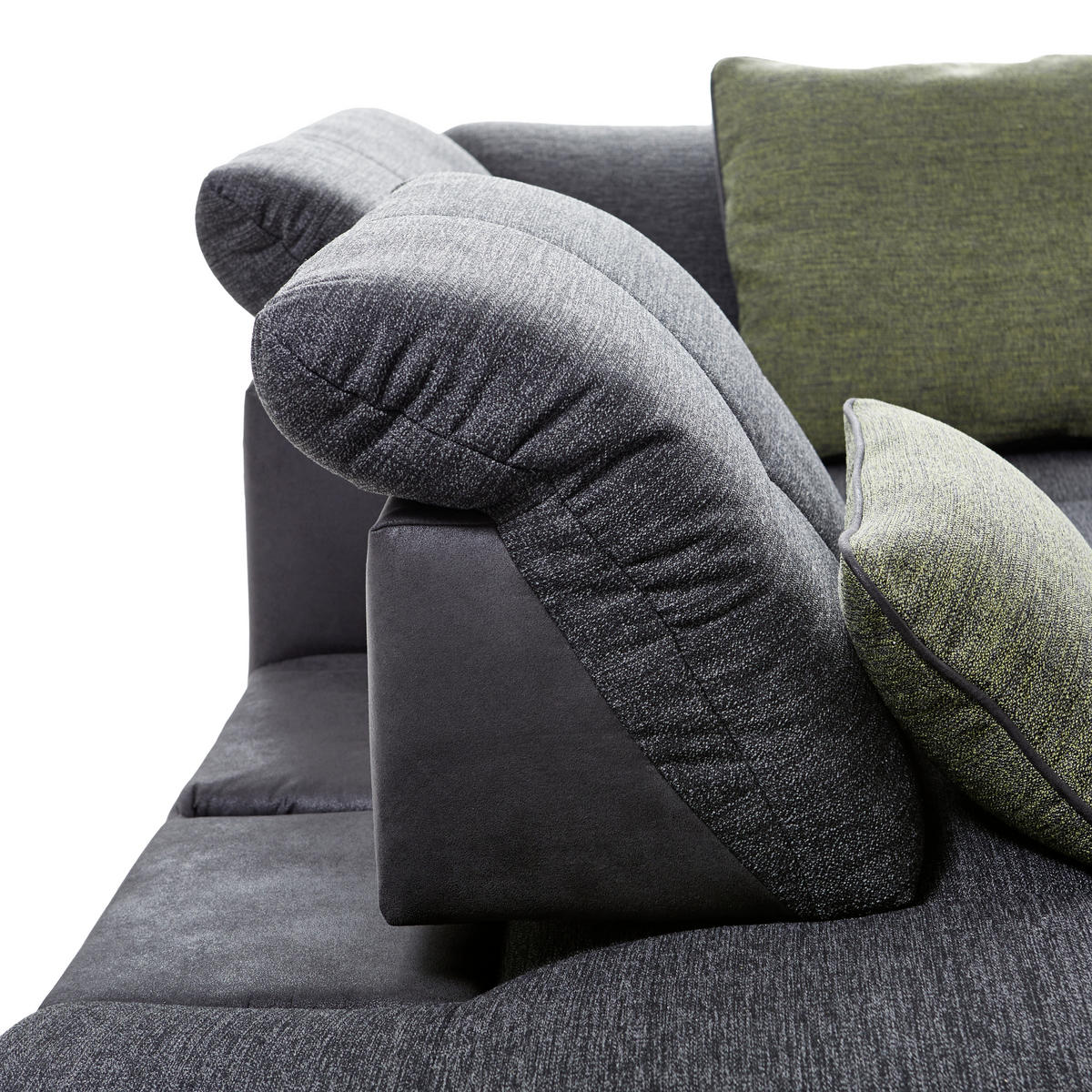 ECKSOFA Schwarz Chenille  - Chromfarben/Schwarz, Design, Textil (242/313cm) - Xora