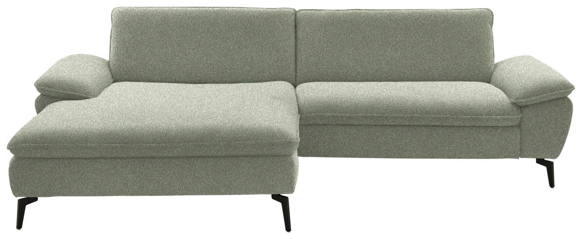 ECKSOFA in Webstoff Hellgrün  - Schwarz/Hellgrün, Design, Textil/Metall (197/295cm) - Valdera