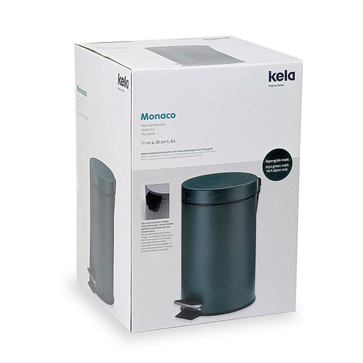 KOSMETIKEIMER MONACO 3 L  - Dunkelgrün/Schwarz, Basics, Kunststoff/Metall (17/26cm) - Kela