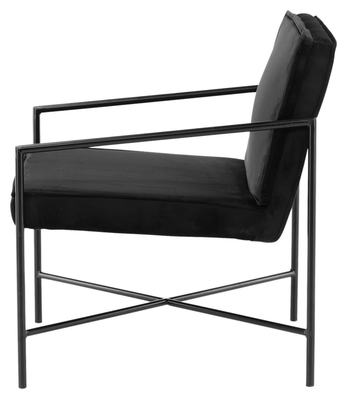 SESSEL in Samt Schwarz  - Schwarz, Design, Textil/Metall (66/78/65cm) - Livetastic