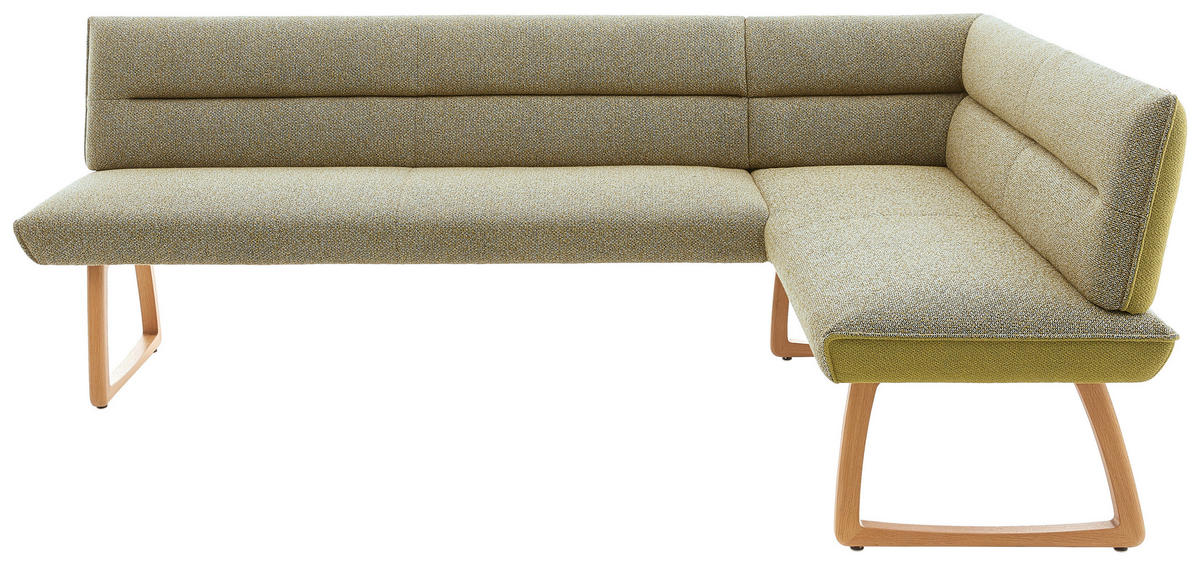 ECKBANK in Holz, Textil Grün, Eichefarben, Hellgrün  - Eichefarben/Hellgrün, Design, Holz/Textil (237/162cm) - Koinor