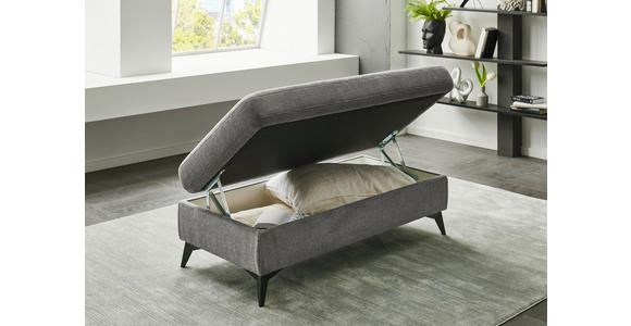 HOCKER Chenille, Flachgewebe Dunkelgrau  - Dunkelgrau/Schwarz, Design, Textil/Metall (131/45/83cm) - Dieter Knoll