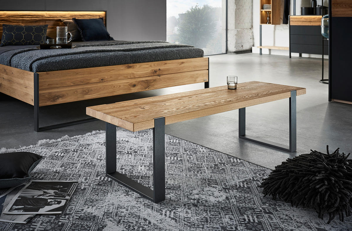 BETTANLAGE 180/200 cm  in Graphitfarben, Eichefarben   - Eichefarben/Graphitfarben, Konventionell, Holz/Metall (180/200cm) - Valdera