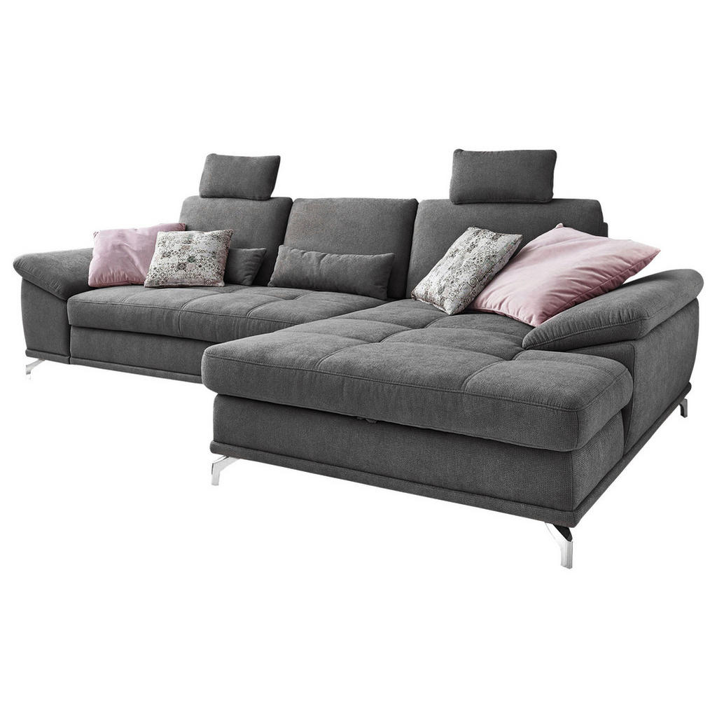 Thumbnail - Sit & More Ecksofa, Grau, Textil, 5-Sitzer, Ottomane rechts, L-Form, 301x176 cm, Goldenes M, DGM-Klimapakt, Oeko-Tex® St...