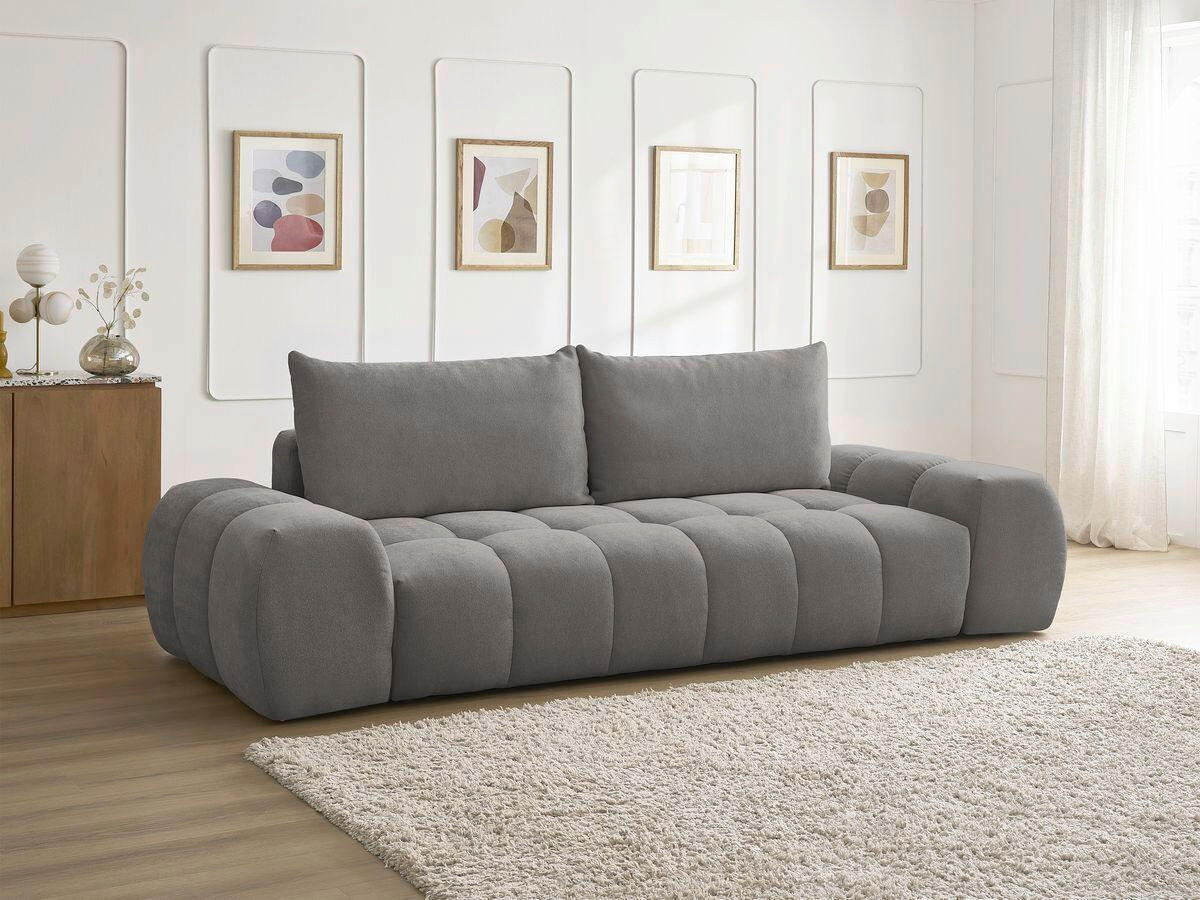 3-SITZER-SOFA EVEREST Struktur Dunkelgrau  - Dunkelgrau/Schwarz, MODERN, Kunststoff/Textil (278/90/115cm)