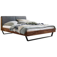 BETT 180/200 cm,  in Anthrazit, Nussbaumfarben, gepolstertes Kopfteil,  - Anthrazit/Nussbaumfarben, Natur, Holz/Metall (180/200cm) - Hasena