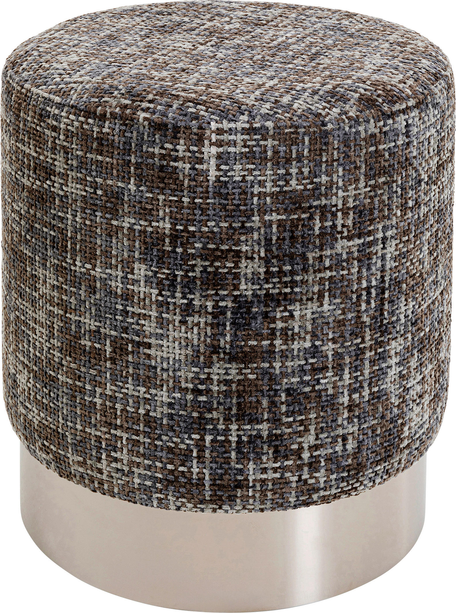 HOCKER Webstoff Silberfarben, Dunkelgrau  - Dunkelgrau/Silberfarben, KONVENTIONELL, Textil/Metall (39/47/39cm) - Kare-Design