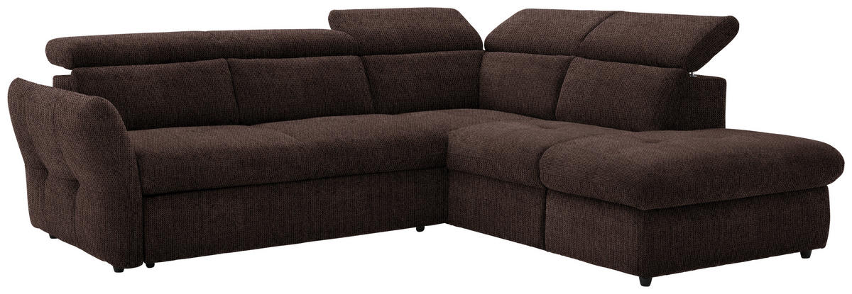 ECKSOFA in Mikrofaser Dunkelbraun  - Dunkelbraun/Schwarz, Design, Kunststoff/Textil (254/224cm) - Livetastic