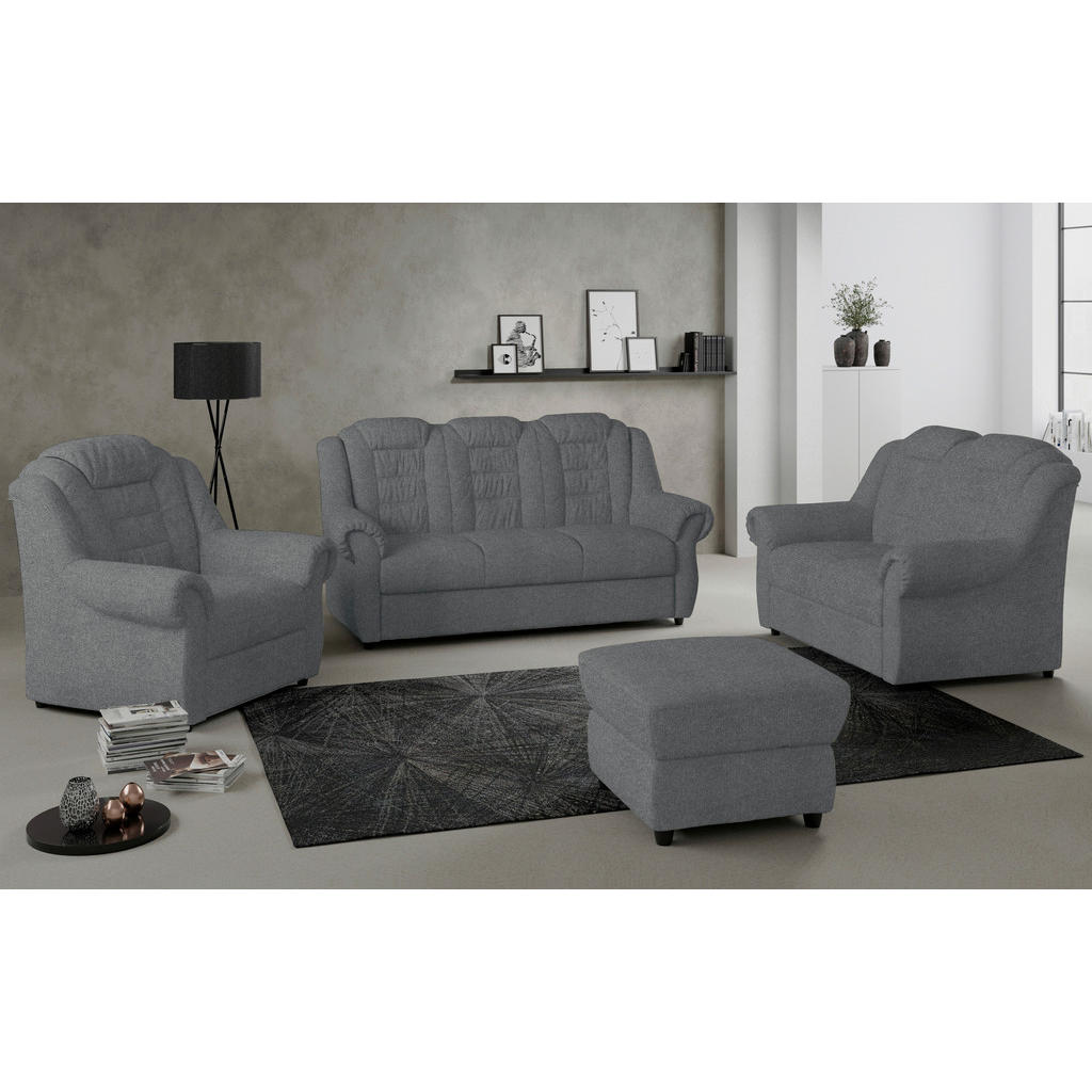 Thumbnail - Livetastic 3-Sitzer-Sofa, Dunkelgrau, Textil, 196x102x1101 cm, Made in EU, Hocker erhältlich, Rücken echt, Armteil links...
