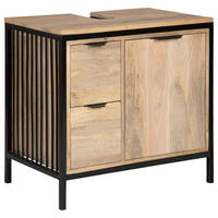WASCHBECKENUNTERSCHRANK 60/63/40 cm  - Schwarz/Naturfarben, MODERN, Holz/Metall (60/63/40cm) - Livetastic