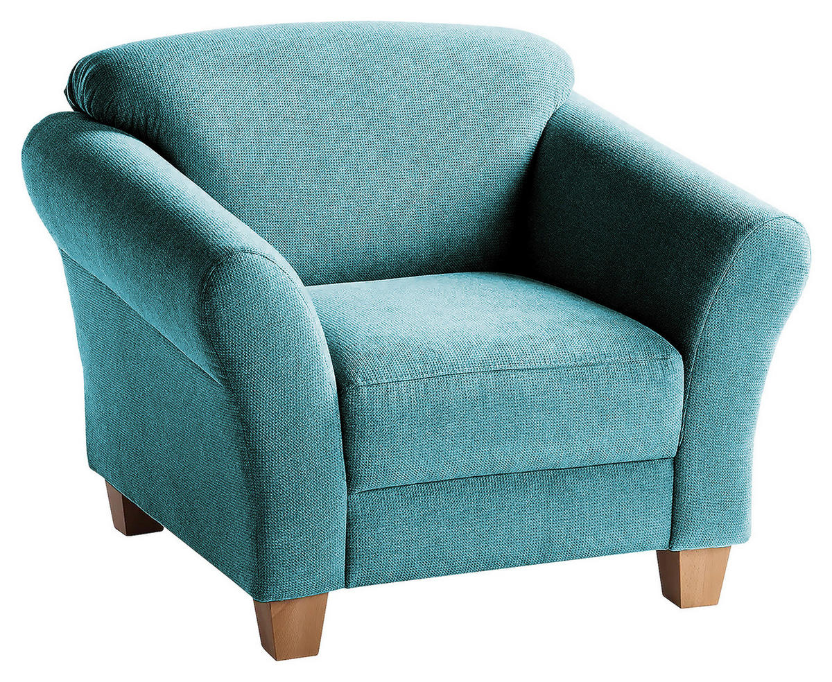 SESSEL in Flachgewebe Petrol  - Petrol/Naturfarben, Konventionell, Holz/Textil (101/84/89cm) - Sit & More