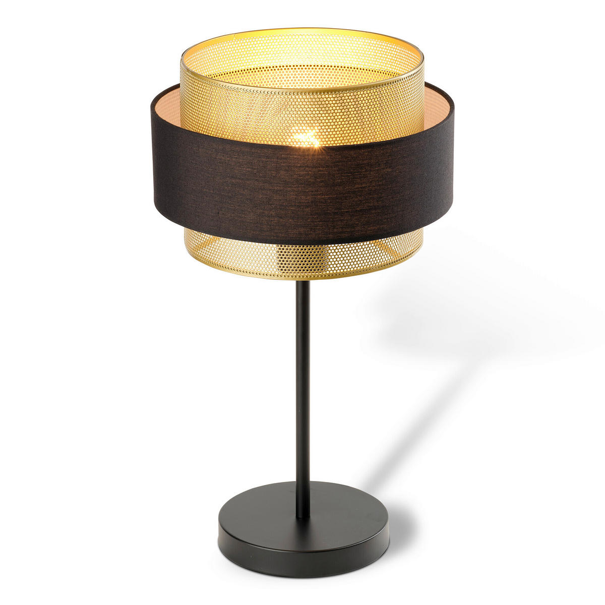 TISCHLEUCHTE 25/44 cm   - Goldfarben/Schwarz, KONVENTIONELL, Textil/Metall (25/44cm) - Osram