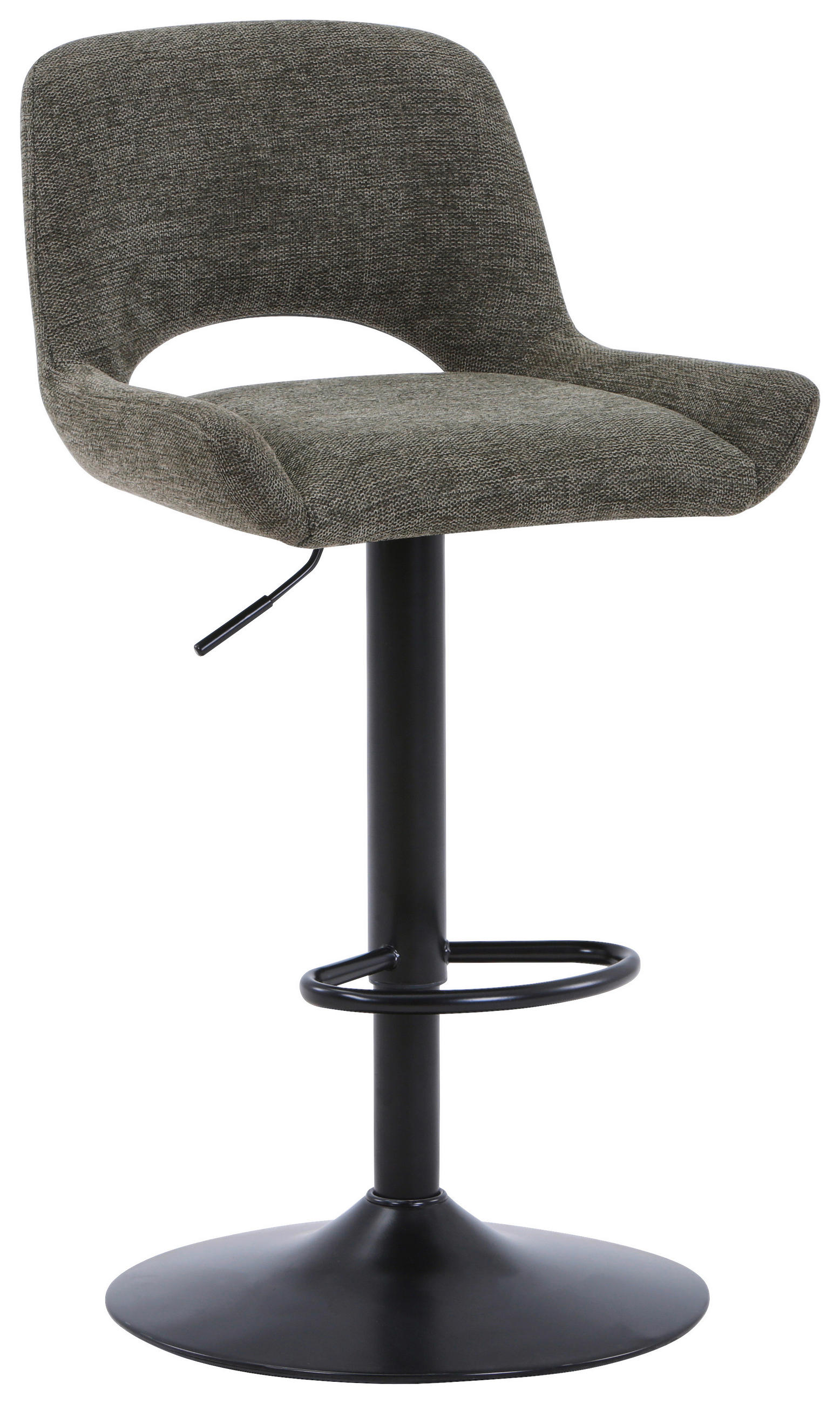 BARHOCKER Webstoff Grün, Schwarz Eisen  - Schwarz/Grün, Design, Textil/Metall (49/86.5-108.5/53cm) - Novel