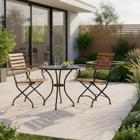 GARTENKLAPPSESSEL-SET Akazie Eisen Anthrazit, Akaziefarben  - Anthrazit/Akaziefarben, Basics, Holz/Metall (55/89/58cm) - Gardenson