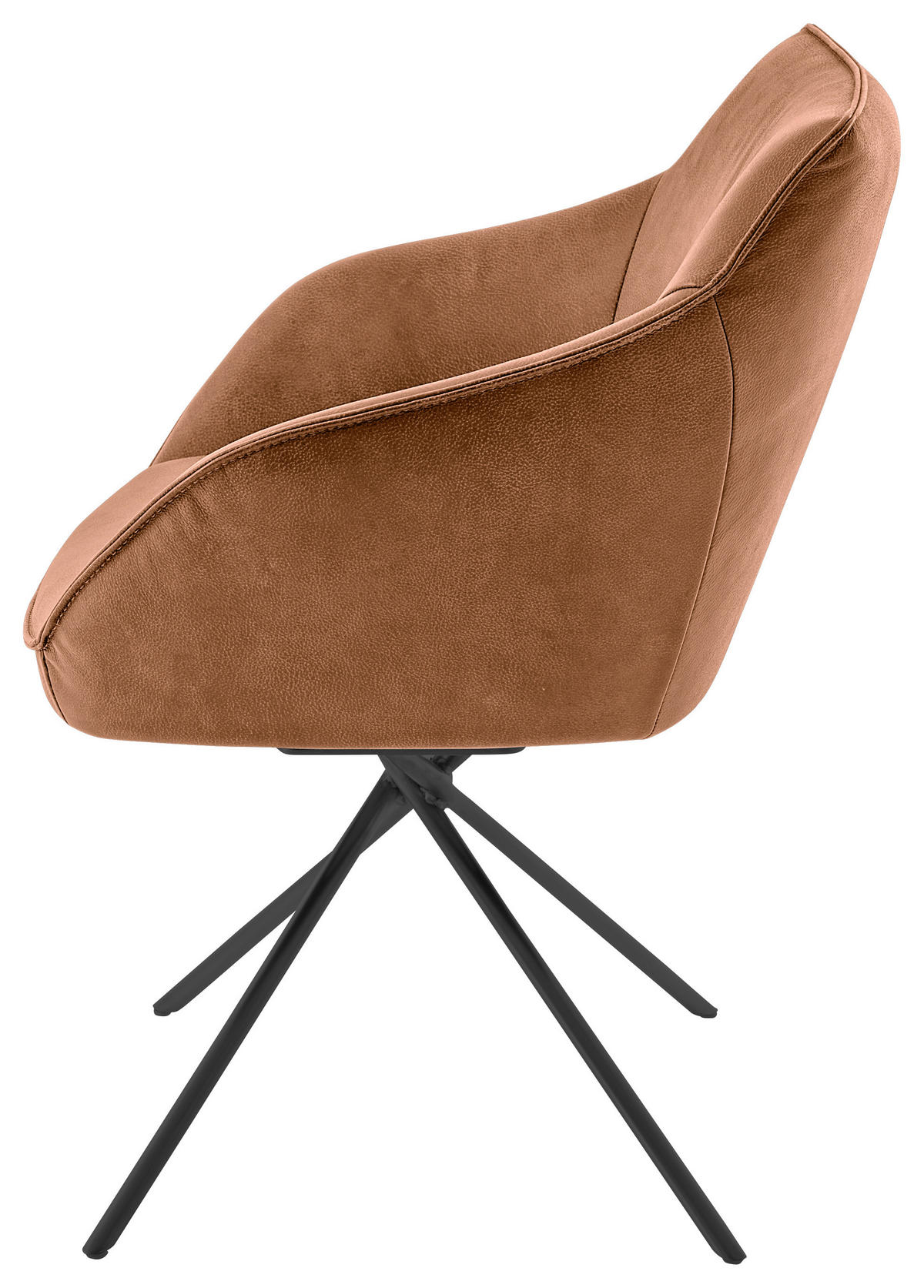 ARMLEHNSTUHL  in Stahl Echtleder naturbelassen  - Cognac/Schwarz, Design, Leder/Metall (60/84/67cm) - Koinor