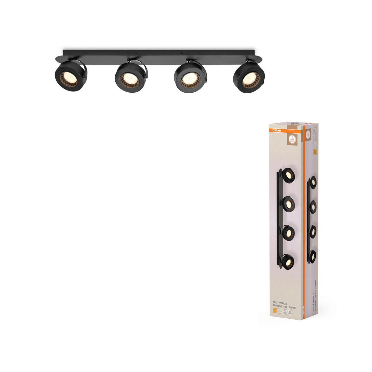 LED-STRAHLER 69,5/10/10,5 cm   - Schwarz, Basics, Kunststoff/Metall (69,5/10/10,5cm) - Osram