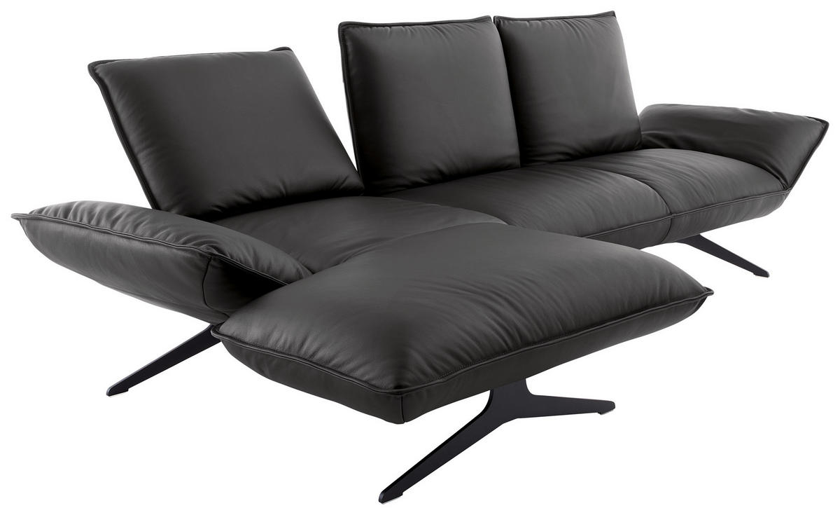 ECKSOFA Echtleder Anthrazit  - Anthrazit/Schwarz, Design, Leder/Metall (167/275cm) - Koinor