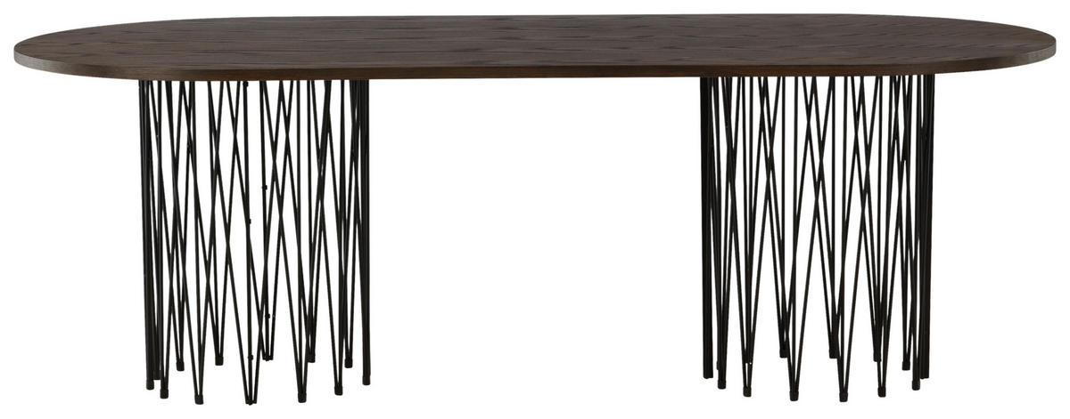 ESSTISCH furniert oval Schwarz, Dunkelbraun  - Dunkelbraun/Schwarz, Design, Holz/Metall (220/100/74cm) - Livetastic