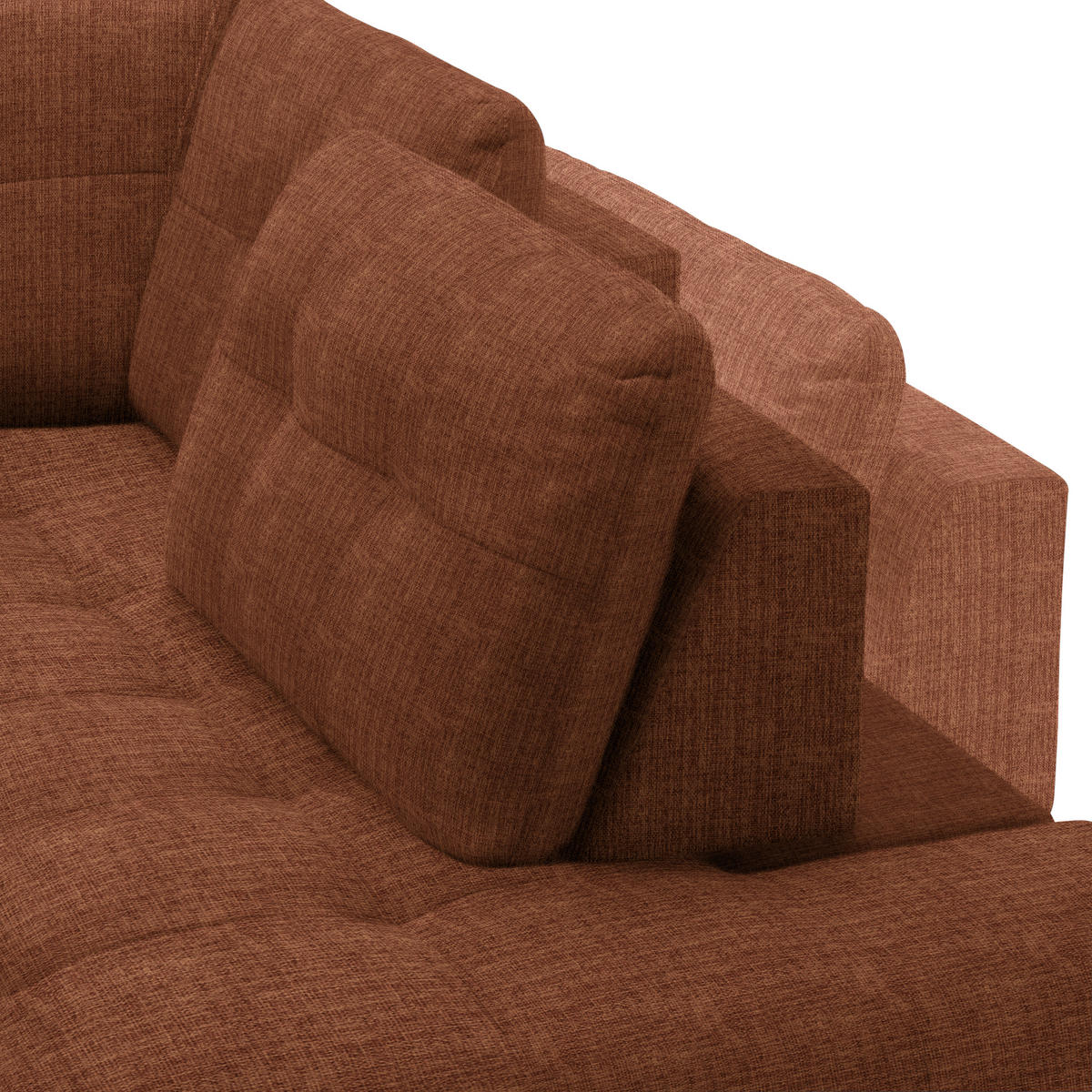 ECKSOFA in Flachgewebe, Leinenoptik Cognac  - Cognac/Schwarz, Modern, Textil/Metall (247/208cm) - Xora