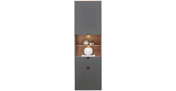 VITRINE  in Graphitfarben, Eiche Artisan - Schwarz/Graphitfarben, MODERN, Holzwerkstoff/Kunststoff (60/200/37cm) - Hom`in