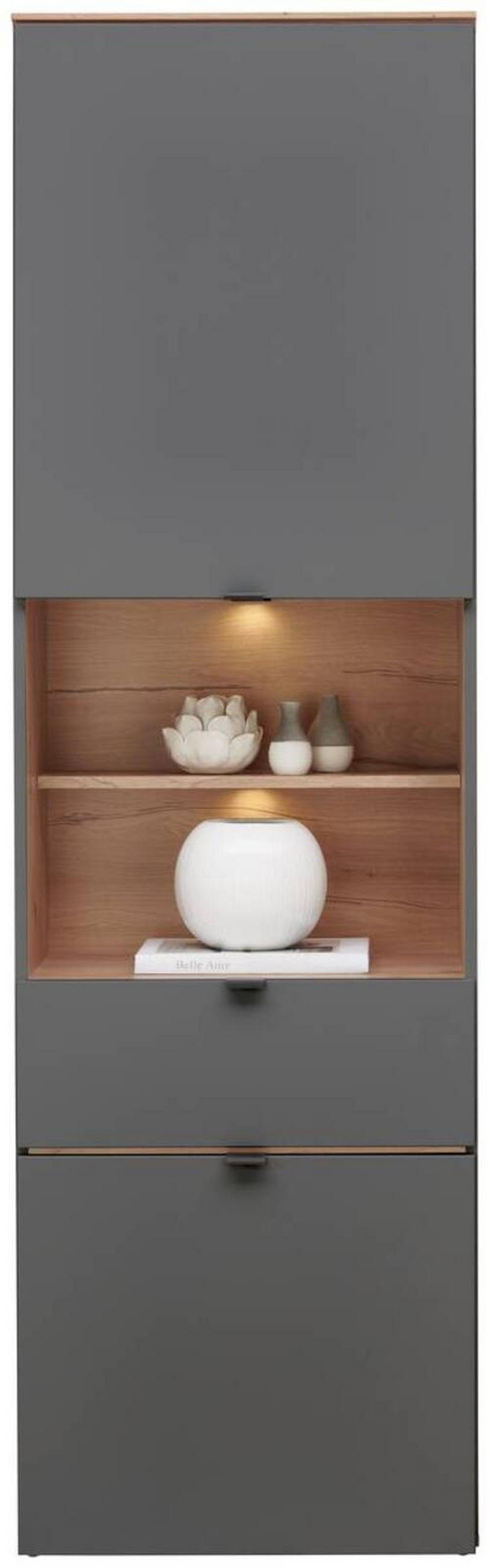 VITRIN grafitszürke, Artisan tölgy  - grafitszürke/fekete, Modern, műanyag/faalapú anyag (60/200/37cm) - Hom`in