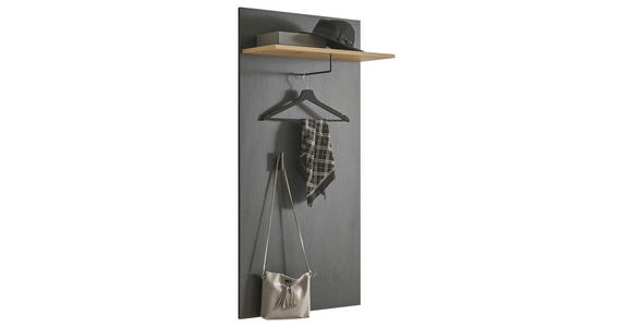 GARDEROBENPANEEL in 64/130/28 cm - Schwarz/Eiche Artisan, Design, Holzwerkstoff (64/130/28cm) - Carryhome