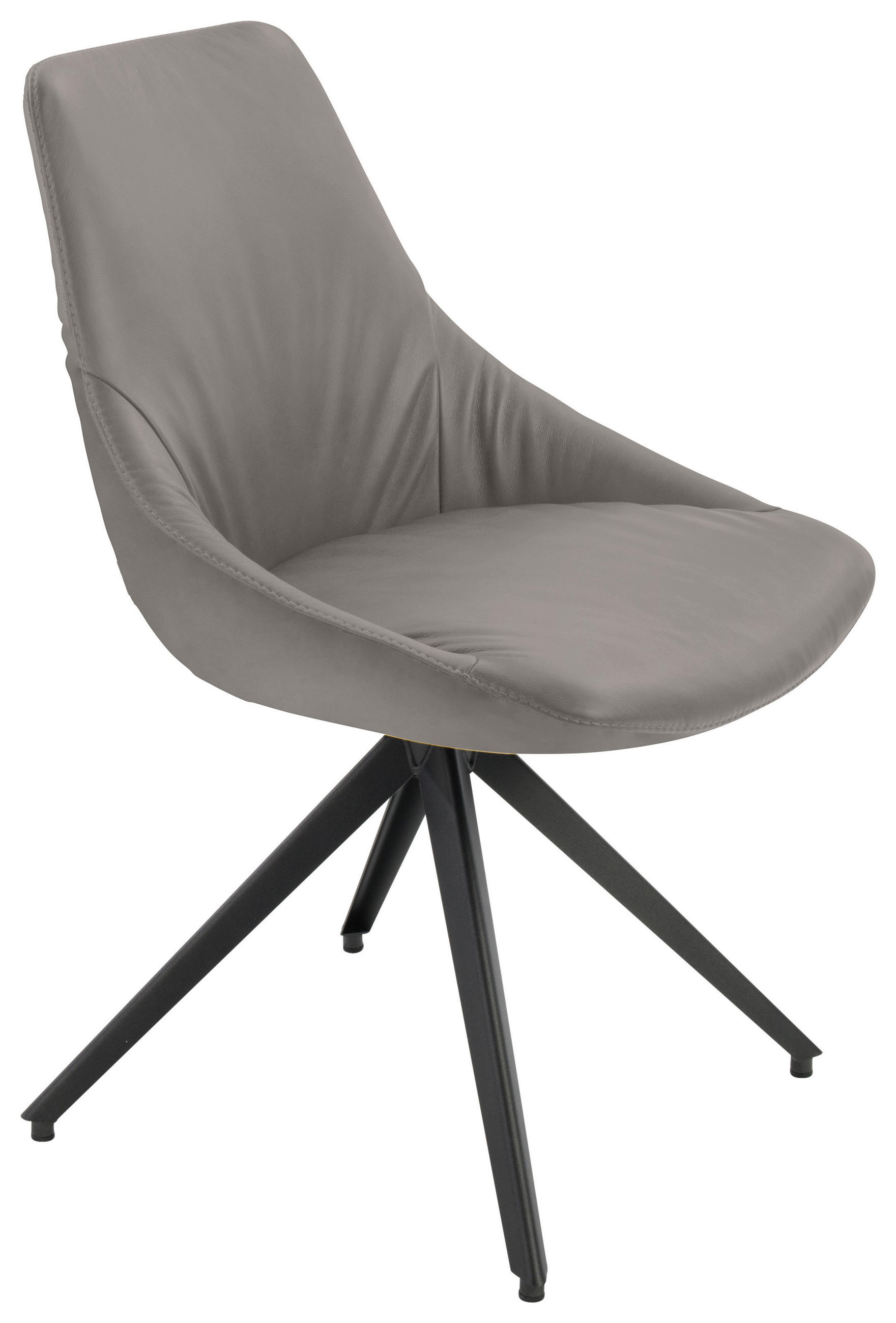 STUHL Echtleder Hellgrau  - Anthrazit/Hellgrau, Design, Leder/Metall (55/87/62cm) - Bert Plantagie