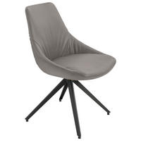 STUHL Echtleder Hellgrau  - Anthrazit/Hellgrau, Design, Leder/Metall (55/87/62cm) - Bert Plantagie