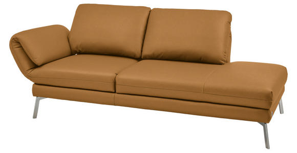 RÉCAMIERE in Echtleder Currygelb - Chromfarben/Currygelb, Design, Leder/Metall (209/85-109/95-16cm) - Dieter Knoll