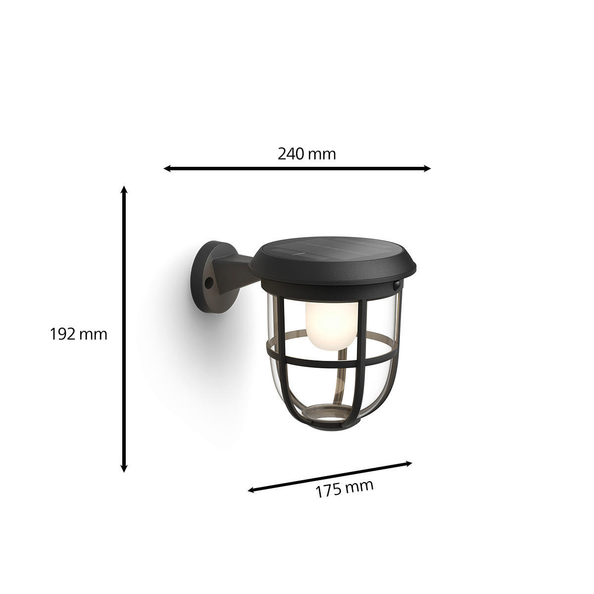 SOLARLEUCHTE 17.5/19.2/24 cm   - Schwarz, KONVENTIONELL, Kunststoff (17.5/19.2/24cm) - Philips