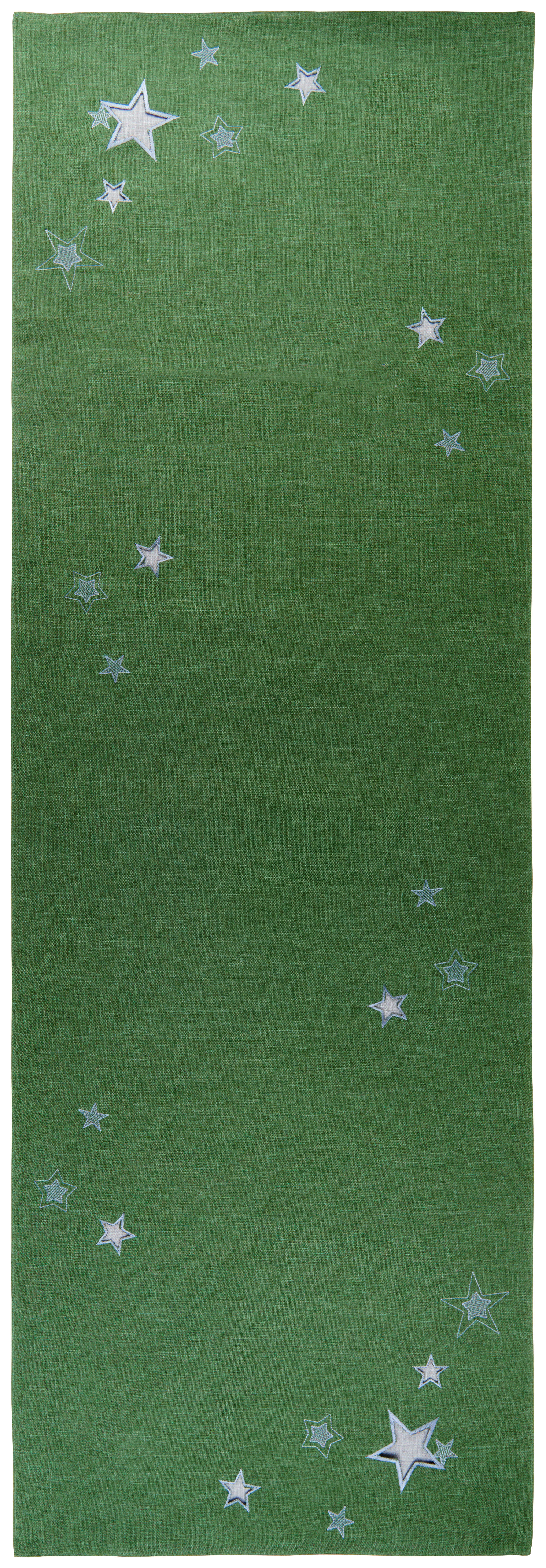 ÚZKY OBRUS, 40/25 cm, sivá, zelená - sivá/zelená, Basics, textil (40/25cm) - X-Mas