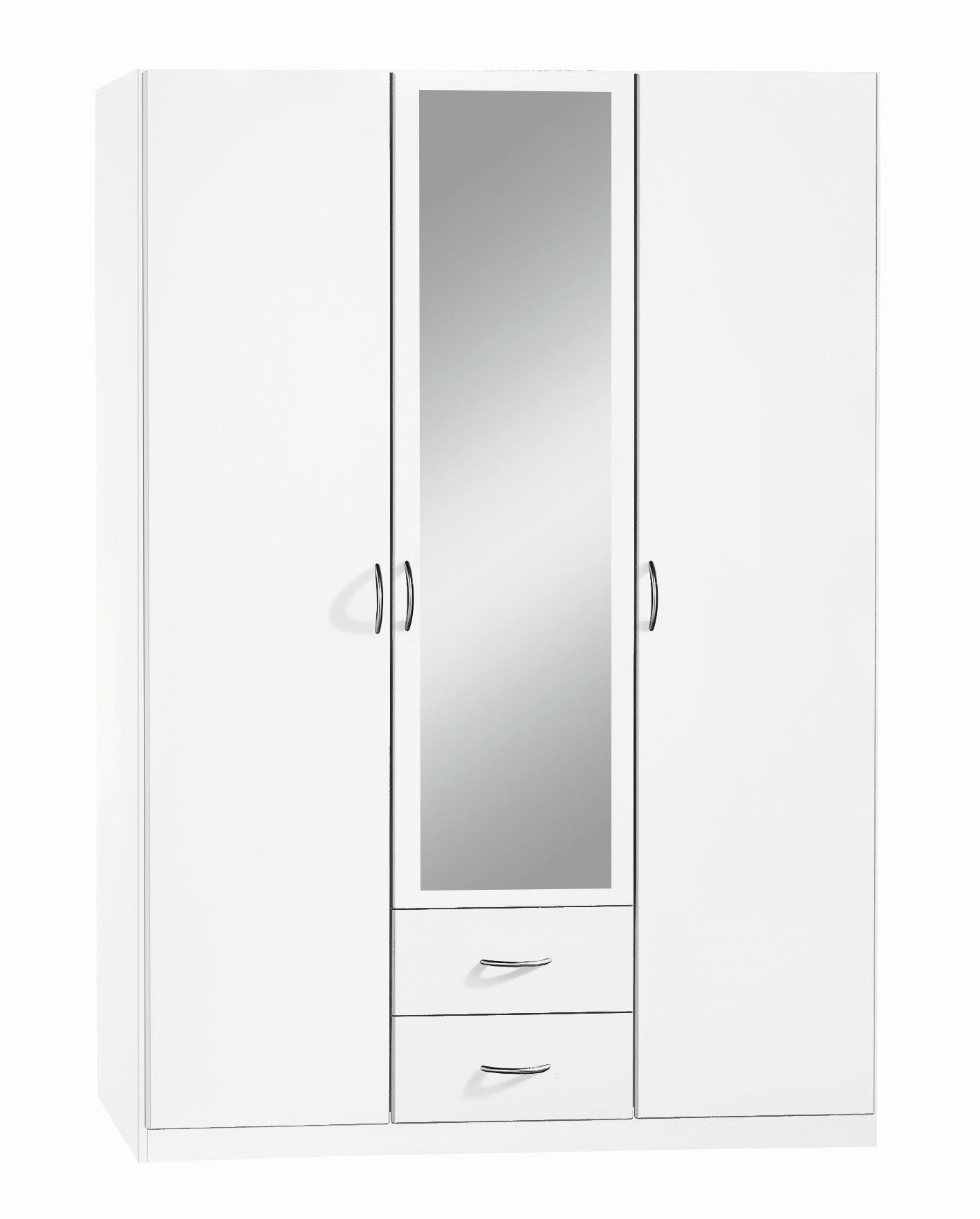 KLEIDERSCHRANK Weiss  - Weiss/Silberfarben, Design, Glas/Holzwerkstoff (136/197/54cm) - Boxxx