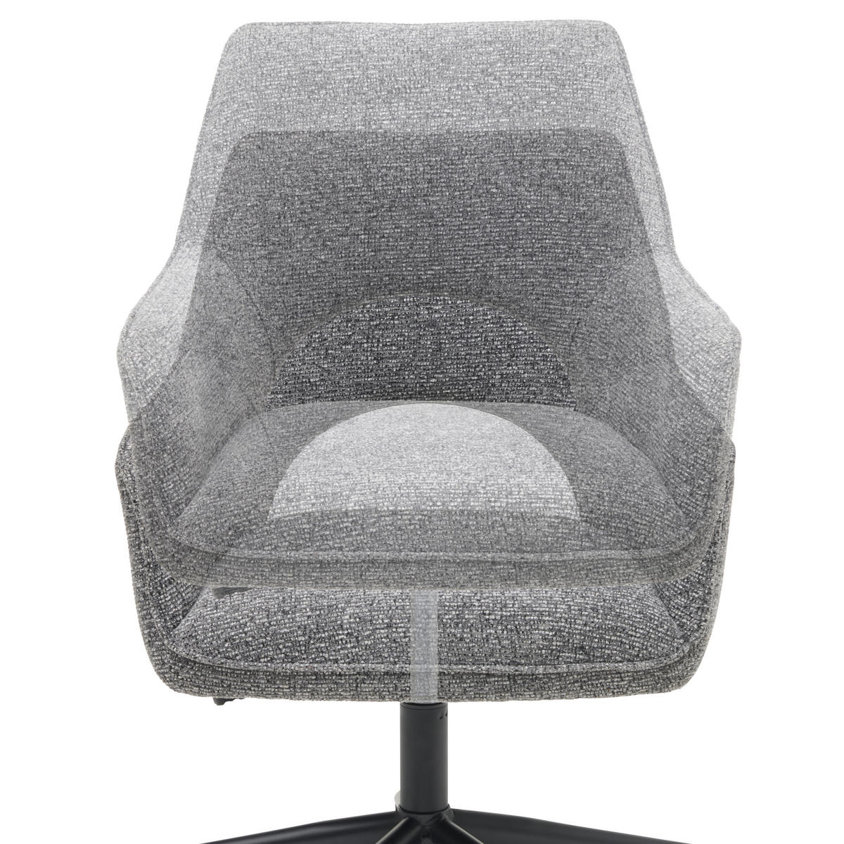 OTOČNÁ ŽIDLE, tkaná látka, černá, tmavě šedá - černá/tmavě šedá, Moderní, kov/textil (59/83-90/61,5cm) - MID.YOU