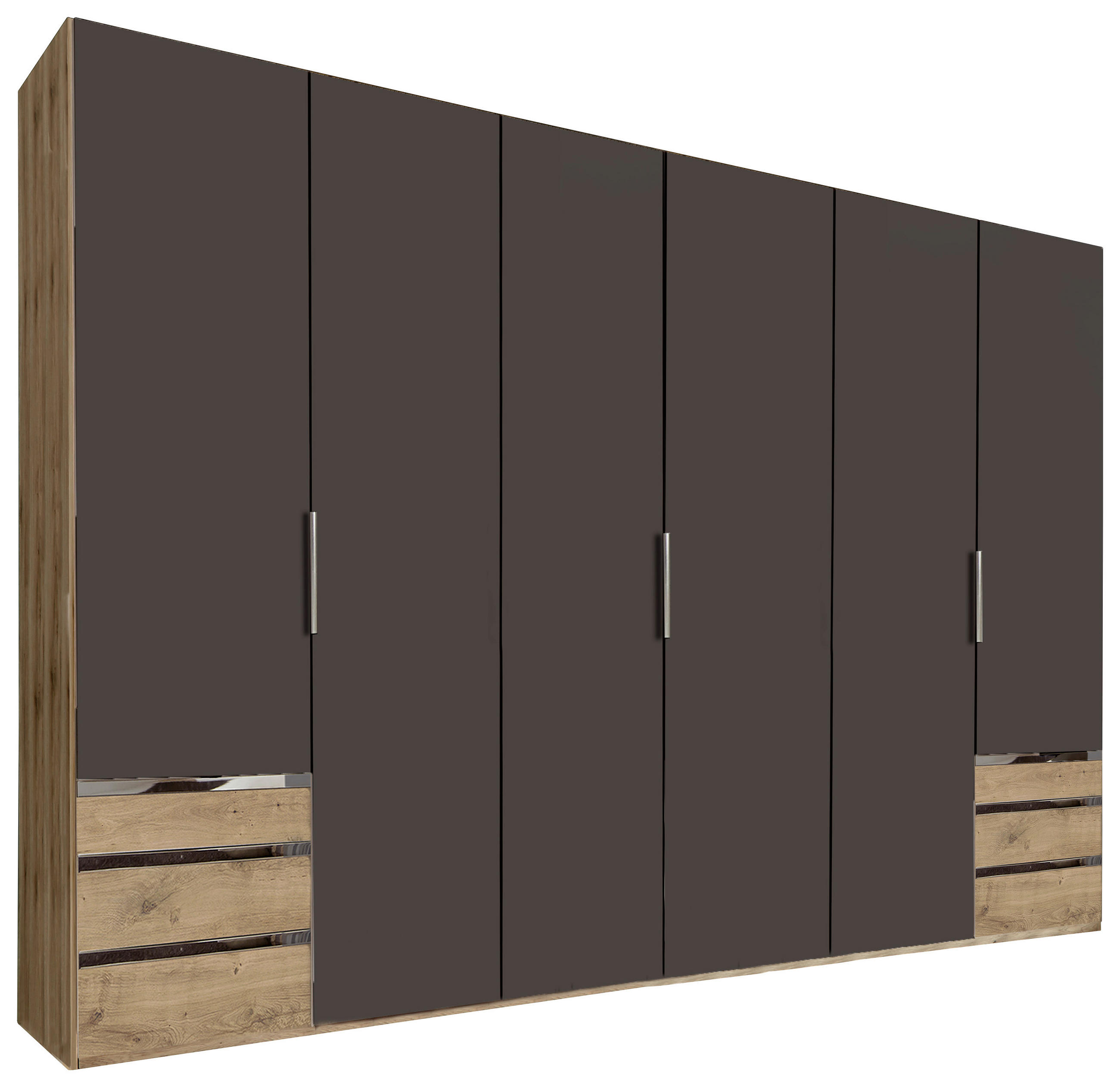 DREHTÜRENSCHRANK in Graphitfarben, Eichefarben  - Chromfarben/Eichefarben, Modern, Holzwerkstoff/Metall (300/216/58cm) - MID.YOU