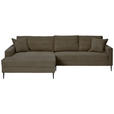 ECKSOFA Braun Cord  - Schwarz/Braun, KONVENTIONELL, Textil/Metall (173/276cm) - Carryhome