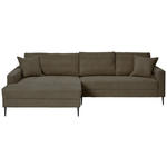 ECKSOFA Braun Cord  - Schwarz/Braun, KONVENTIONELL, Textil/Metall (173/276cm) - Carryhome