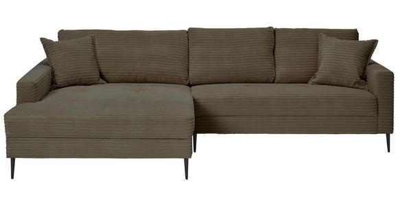 ECKSOFA Braun Cord - Schwarz/Braun, KONVENTIONELL, Textil/Metall (173/276cm) - Carryhome