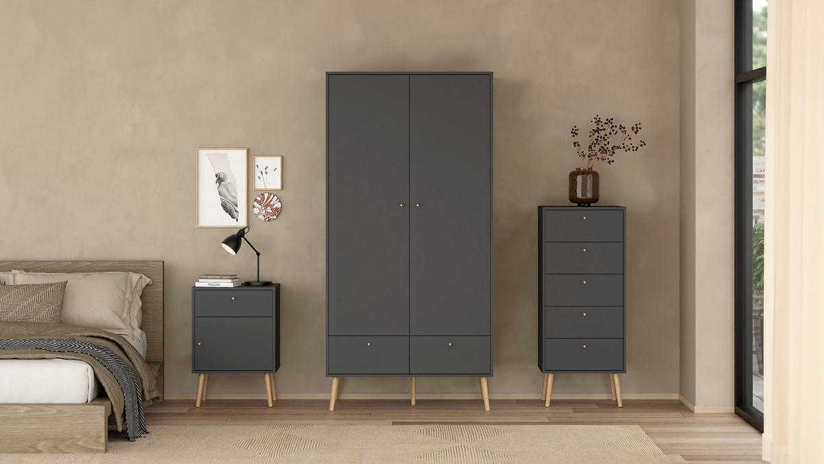 OMARA S KLASIČNIMI VRATI, siva  - siva/barve hrasta, Design, leseni material/les (98,7/200,1/58,1cm) - Livetastic