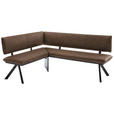 ECKBANK 165/205 cm  in Schwarz, Dunkelbraun  - Dunkelbraun/Schwarz, MODERN, Textil/Metall (165/205cm) - Cantus