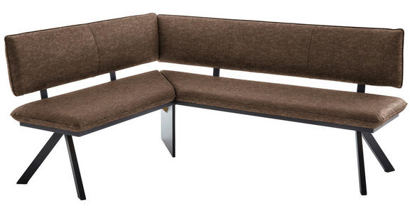 ECKBANK 140/180 cm in Schwarz, Dunkelbraun - Dunkelbraun/Schwarz, MODERN, Textil/Metall (140/180cm) - Cantus