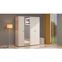 DREHTÜRENSCHRANK 179,5/210,5/56,5 cm,  in Kaschmir, 4-türig  - Kaschmir/Schwarz, Basics, Holzwerkstoff/Kunststoff (179,5/210,5/56,5cm) - MID.YOU