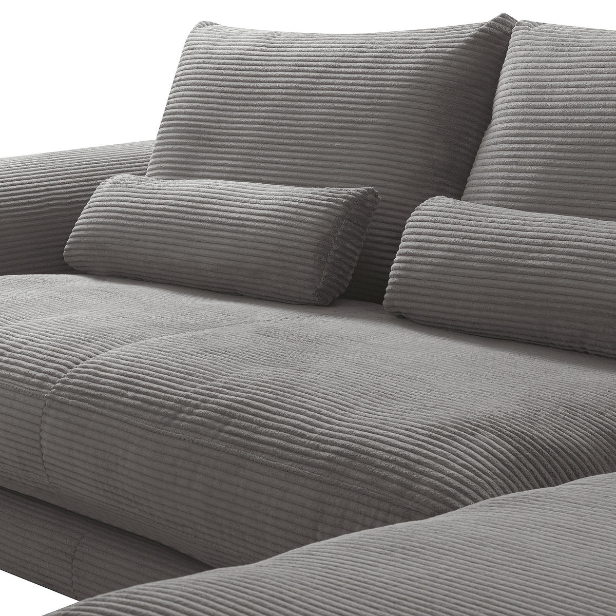 ECKSOFA Grau Cord Nierenkissen, Rückenkissen  - Schwarz/Grau, Design, Textil/Metall (313/172cm) - P & B