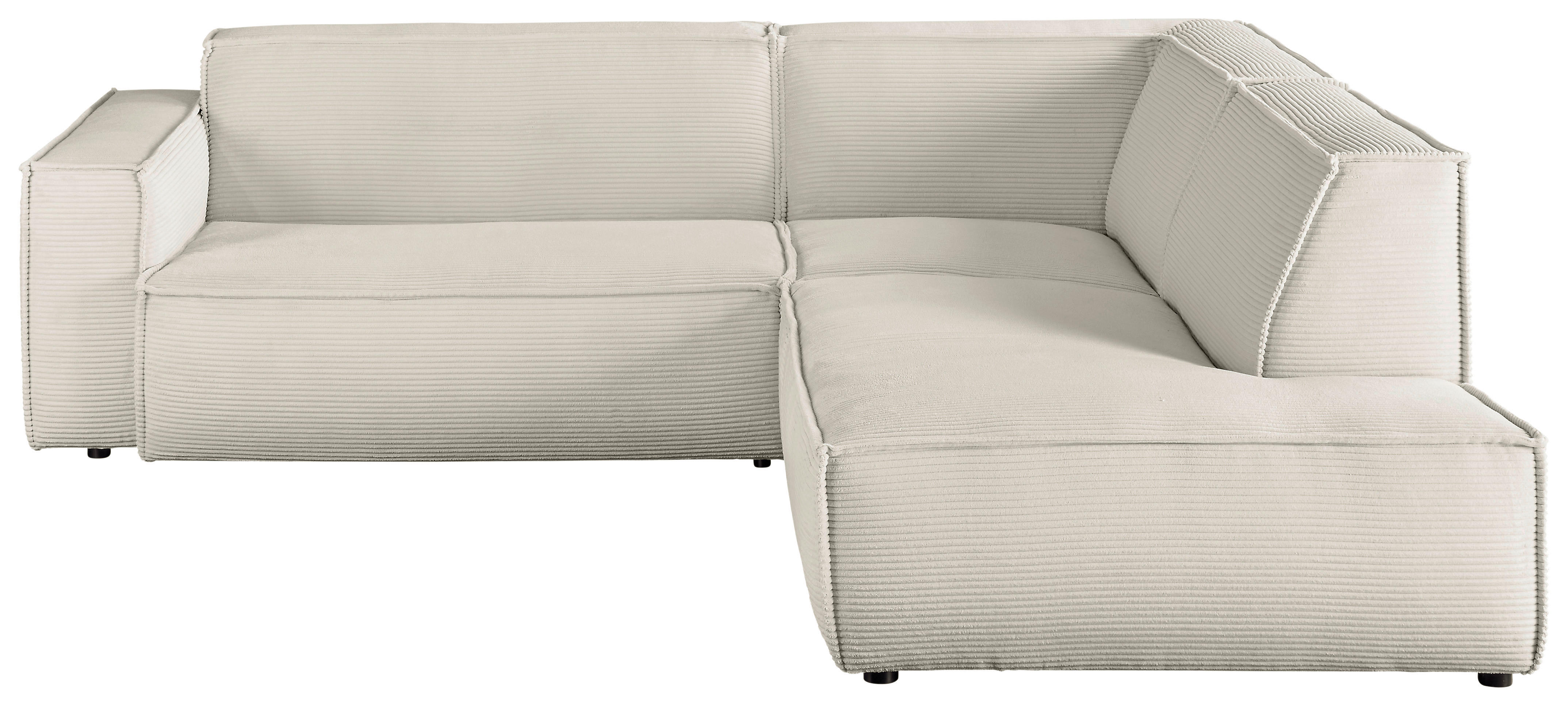 ECKSOFA Creme Cord  - Creme/Schwarz, KONVENTIONELL, Kunststoff/Textil (254/224cm) - Hom`in