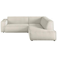ECKSOFA Creme Cord  - Creme/Schwarz, KONVENTIONELL, Kunststoff/Textil (254/224cm) - Hom`in