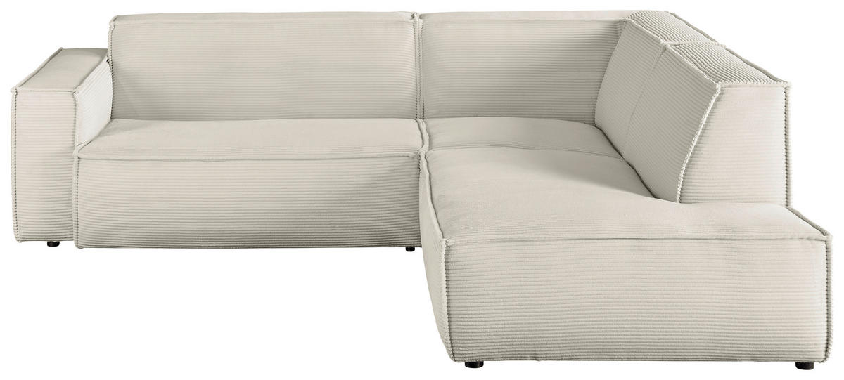 ECKSOFA Creme Cord  - Creme/Schwarz, KONVENTIONELL, Kunststoff/Textil (254/224cm) - Hom`in